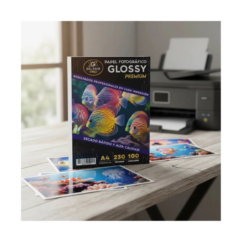 PAPEL FOTOGRAFICO GLOSSY A4 230GRS 100 HOJAS GALAXIA PRO - 2