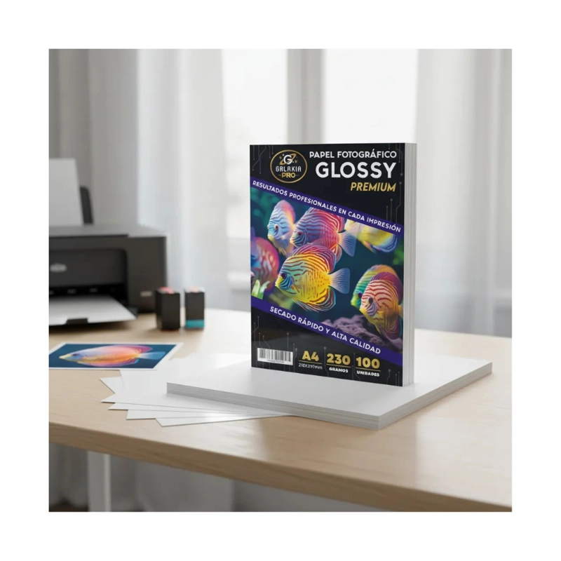 PAPEL FOTOGRAFICO GLOSSY A4 230GRS 100 HOJAS GALAXIA PRO - 4