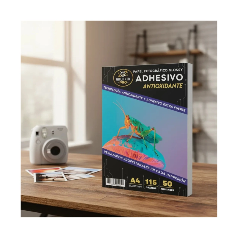 PAPEL FOTOGRAFICO GLOSSY ADHESIVO A4 115GRS 50 HOJAS GALAXIA PRO - 2