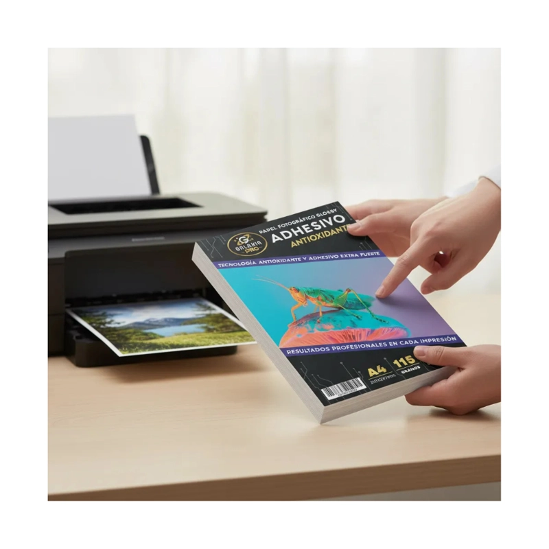 PAPEL FOTOGRAFICO GLOSSY ADHESIVO A4 115GRS 50 HOJAS GALAXIA PRO - 3