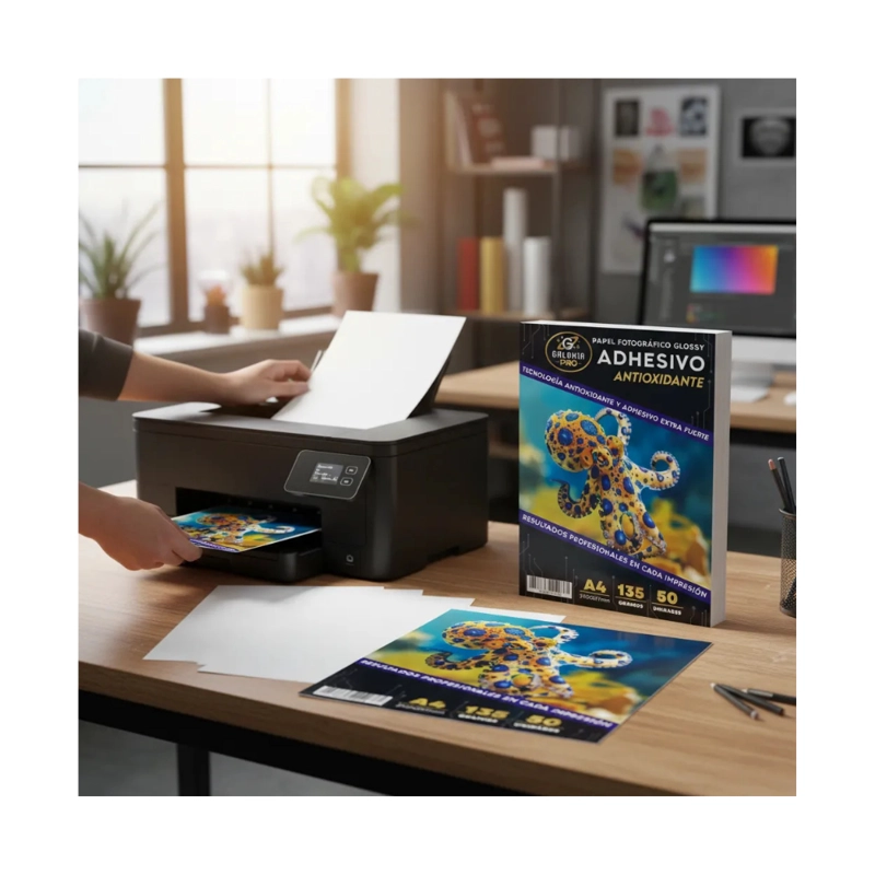 PAPEL FOTOGRAFICO GLOSSY ADHESIVO A4 135GRS 50 HOJAS GALAXIA PRO - 2