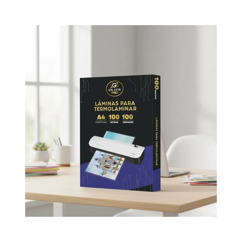 100 LAMINAS PARA PLASTIFICAR TERMOLAMINAR A4 100 MICRONES GALAXIA PRO - 2