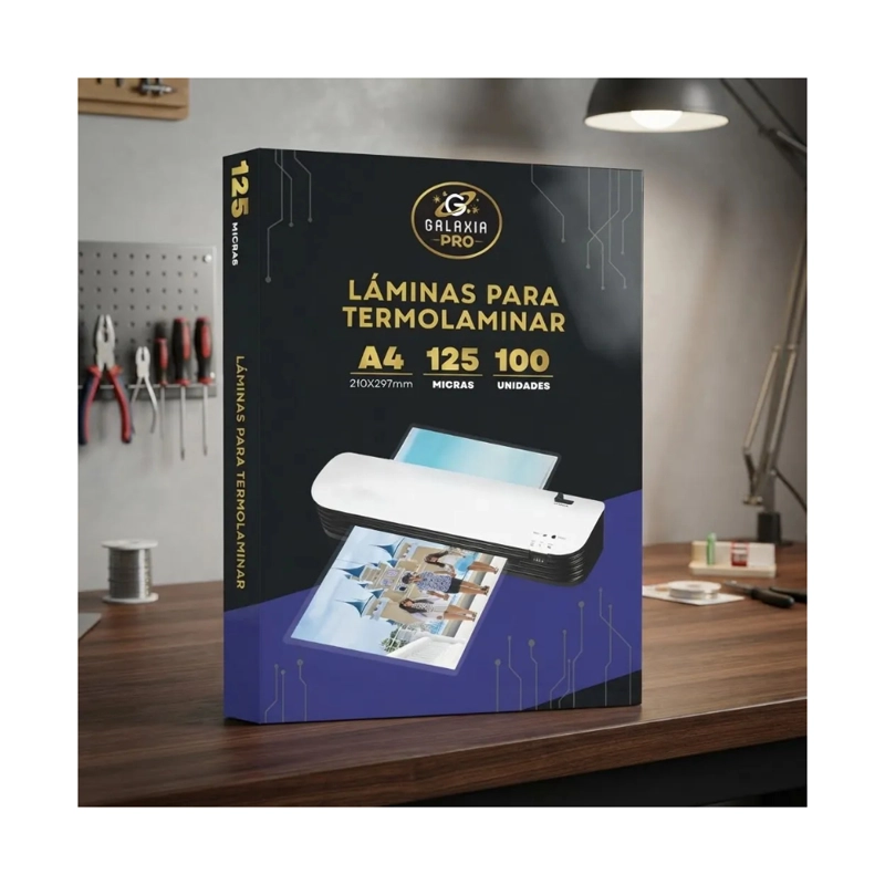 100 LAMINAS PARA PLASTIFICAR TERMOLAMINAR A4 125 MICRONES GALAXIA PRO - 2