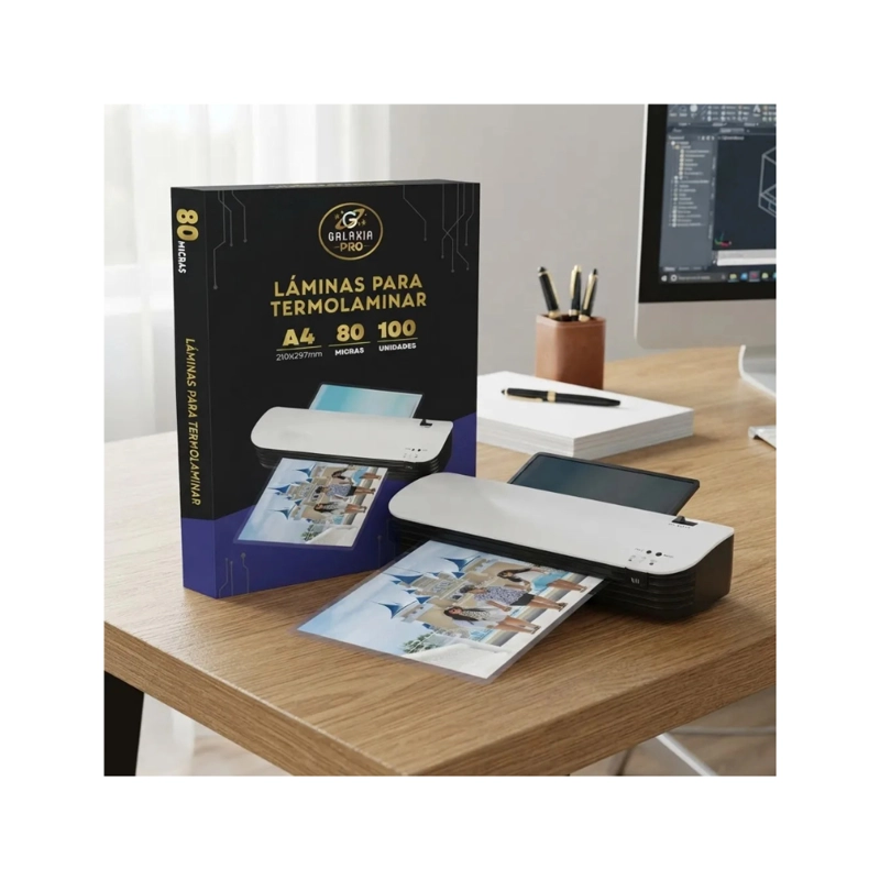 100 LAMINAS PARA PLASTIFICAR TERMOLAMINAR A4 80 MICRONES GALAXIA PRO - 2
