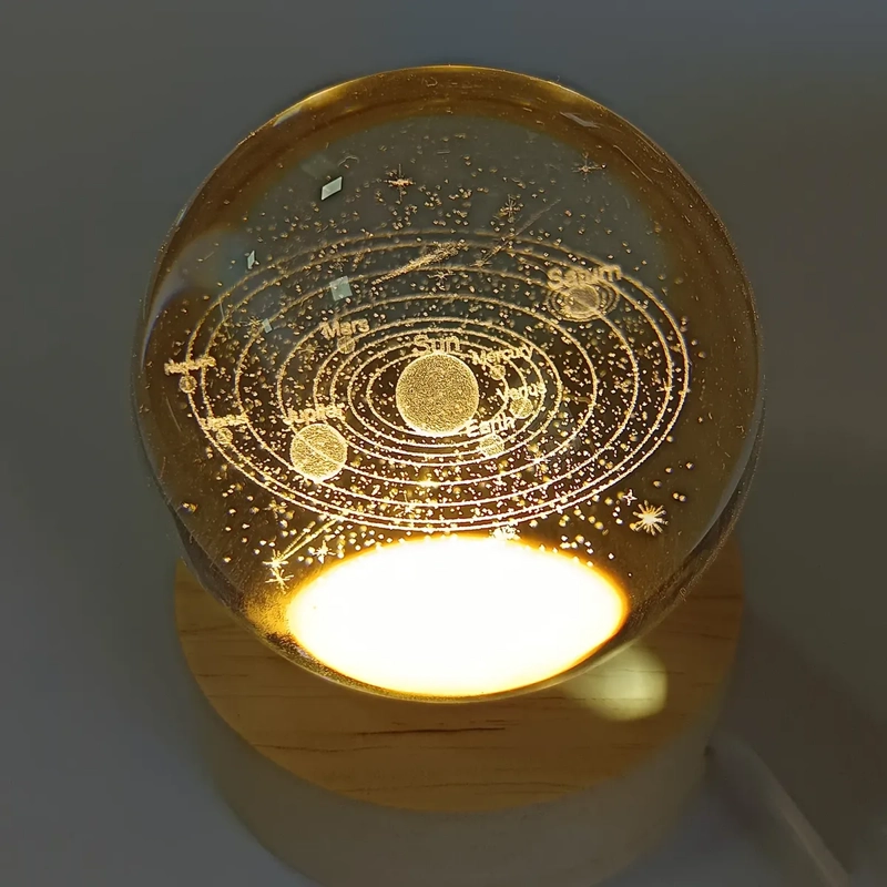 LÁMPARA BOLA DE CRISTAL 3D LED USB SISTEMA SOLAR - 2