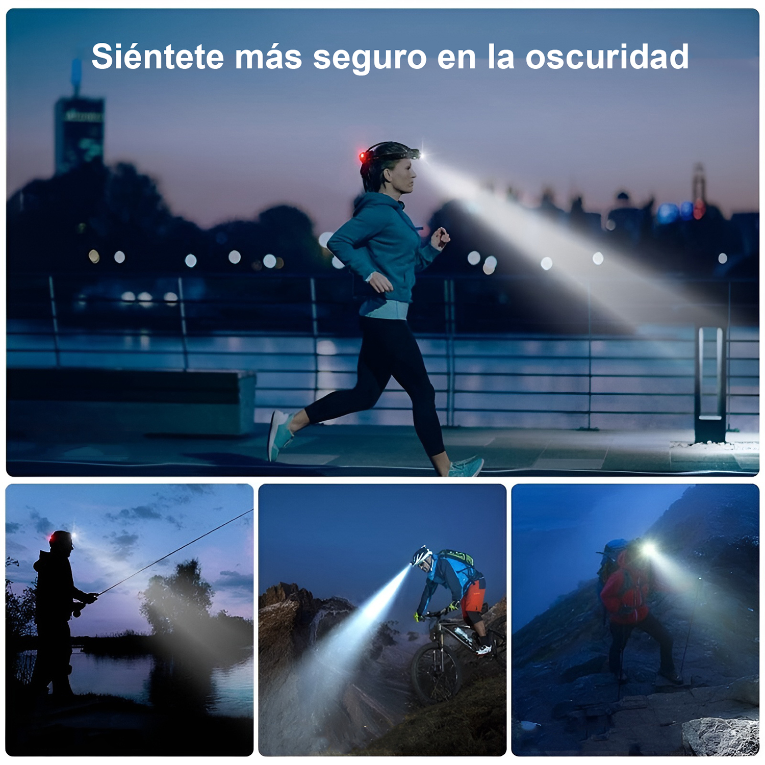 LINTERNA FRONTAL CABEZA LED CINTILLO MINERO CAZA RECARGABLE - 7