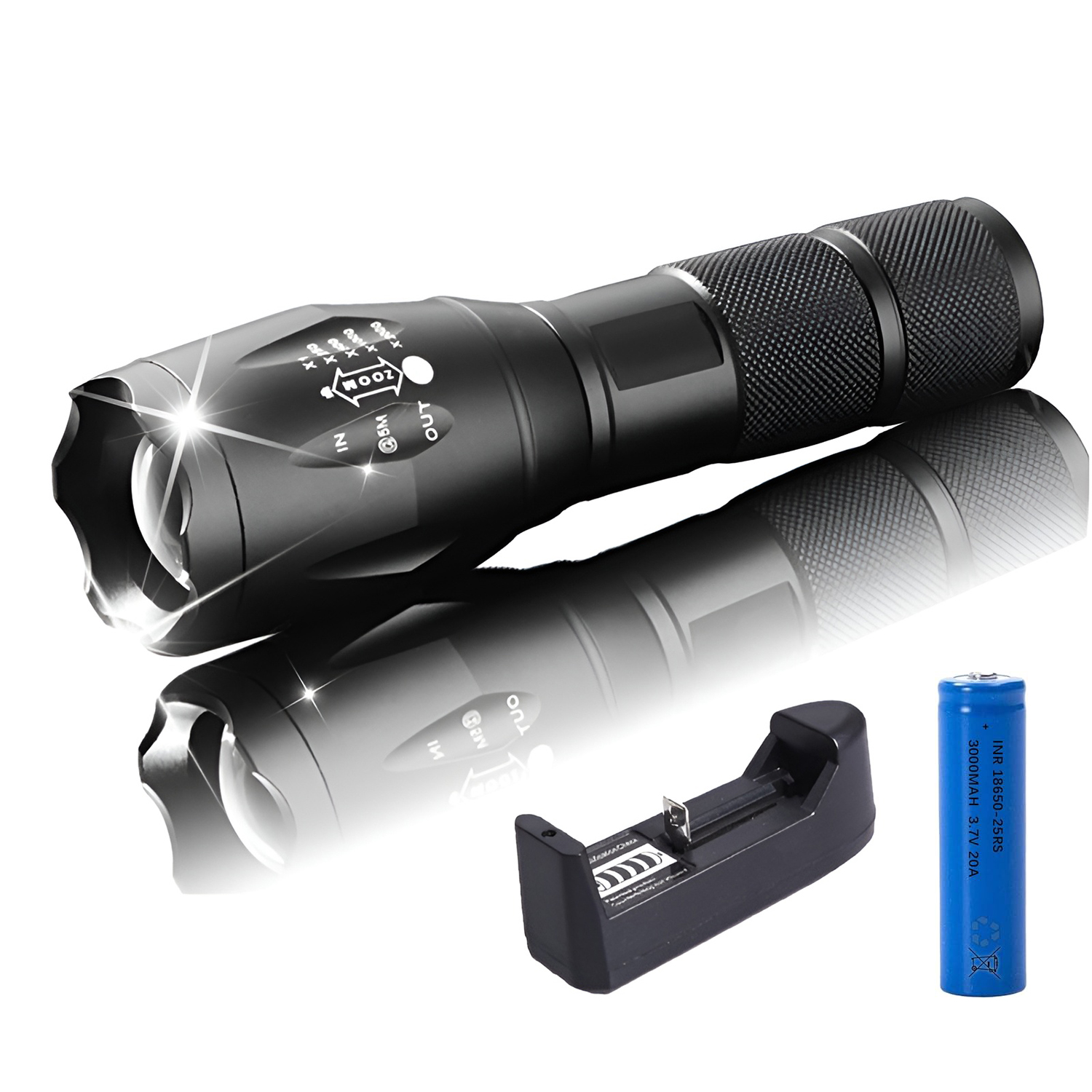 LINTERNA LED ZOOM POTENTE RECARGABLE LARGO ALCANCE - 6