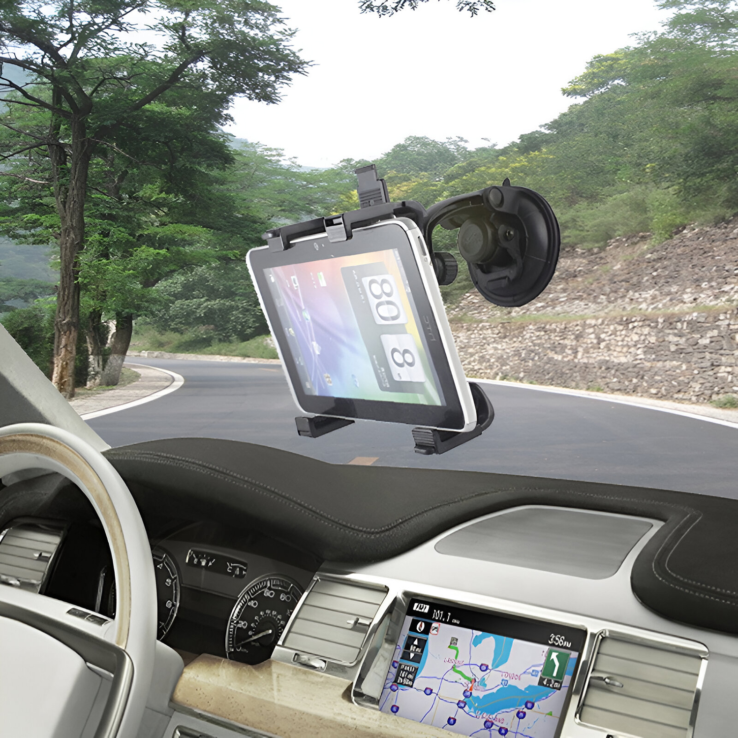 SOPORTE AUTO PORTA TABLET AUTOMÓVIL PARABRISAS VENTOSA - 2