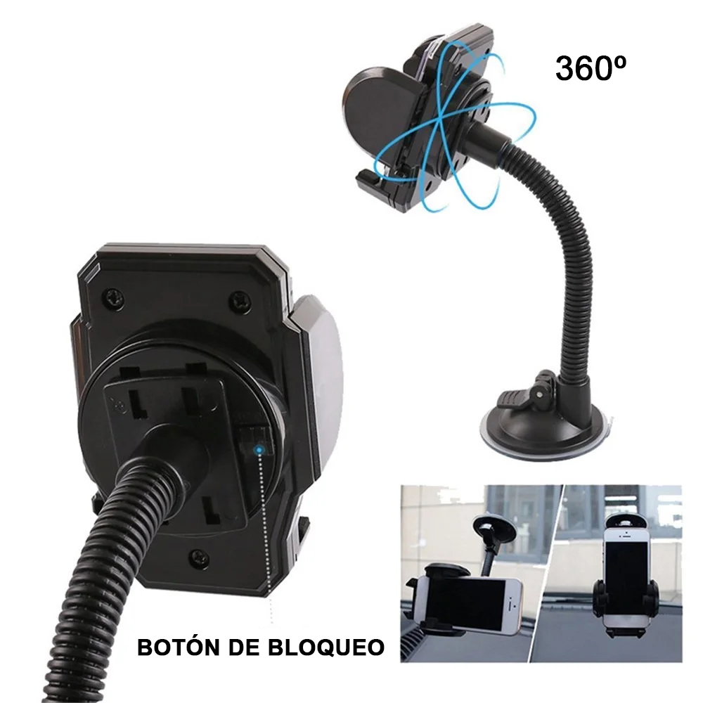 SOPORTE CELULAR AUTO PORTA TELÉFONO PARABRISAS VIDRIO - 4