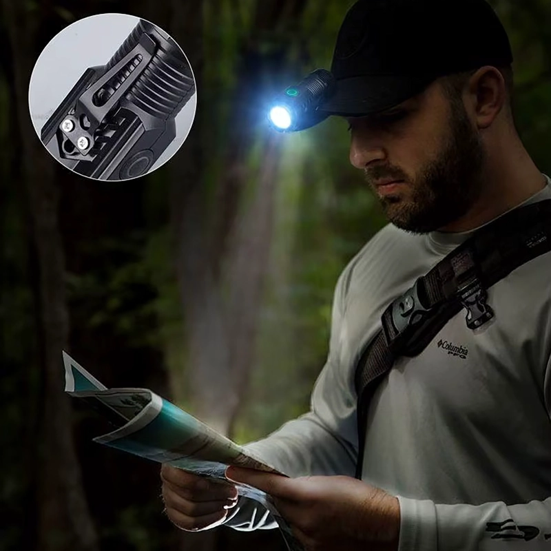 MINI LINTERNA LED TACTICA DE MANO RECARGABLE USB TIPO C - BLANCO - NEGRO - 2