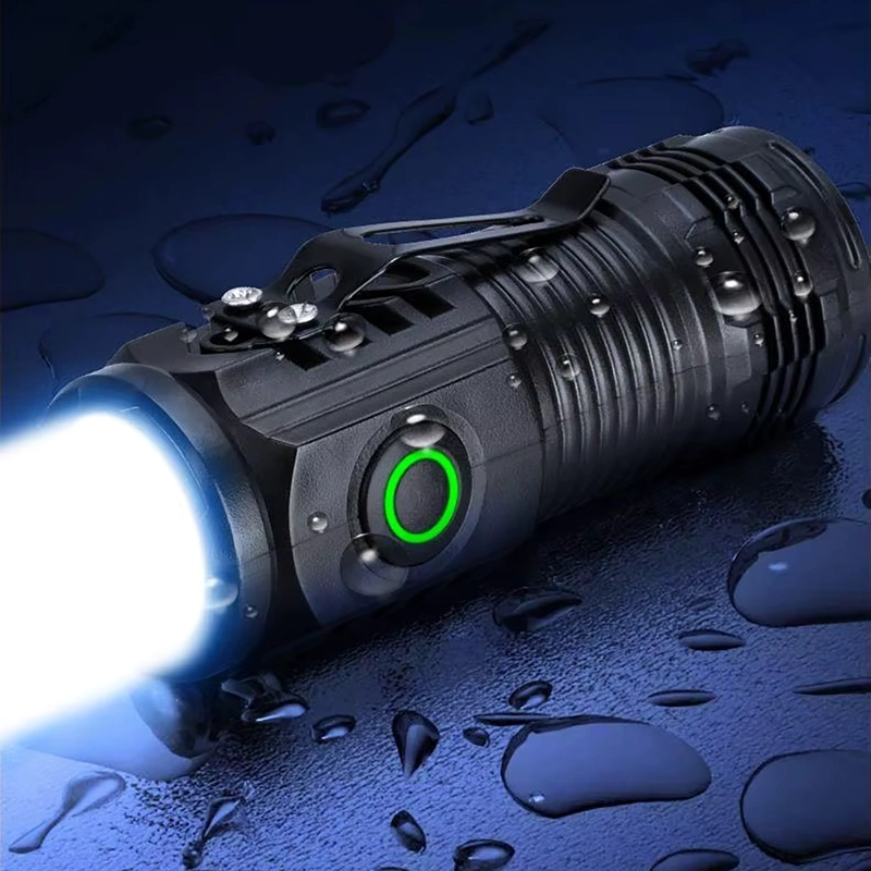 MINI LINTERNA LED TACTICA DE MANO RECARGABLE USB TIPO C - BLANCO - NEGRO - 4