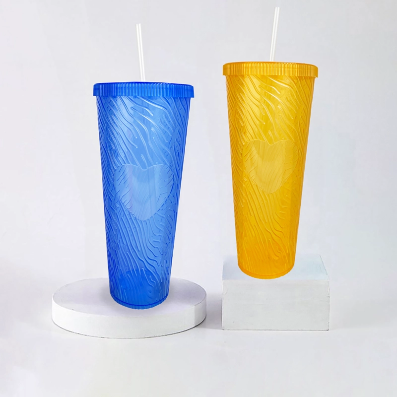 Vasos Grandes 1 Litro Con Tapa Bombilla Reutilizables - 6