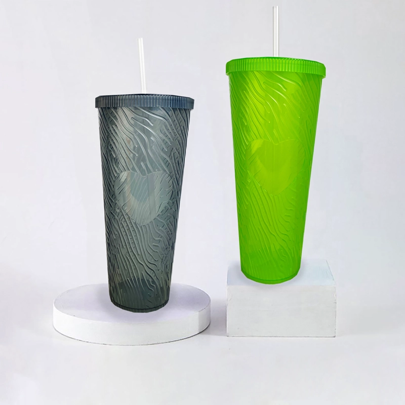 Vasos Grandes 1 Litro Con Tapa Bombilla Reutilizables - 7