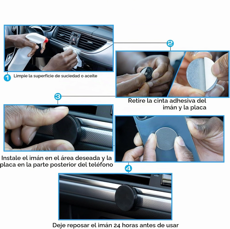 SOPORTE TELEFONO PARA AUTO PORTA CELULAR CON IMAN MAGNETICO NEGRO - 4
