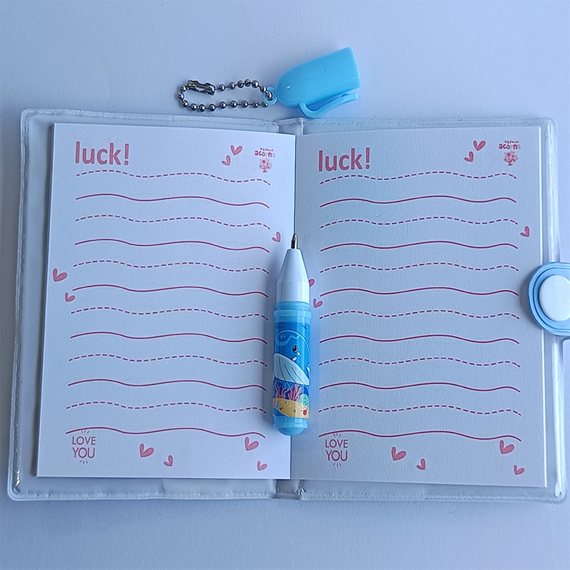MINI LIBRETA CON DISEÑO DE BALLENA BROCHE Y LAPIZ 11 X 8 CM - 3