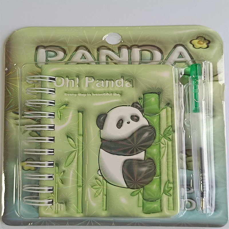 MINI LIBRETA CON DISEÑO DE PANDA ESPIRAL Y LAPIZ 11 X 8 CM - 4