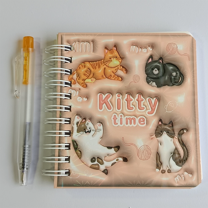 MINI LIBRETA CON DISEÑO DE GATO ESPIRAL Y LAPIZ 11 X 8 CM - 1