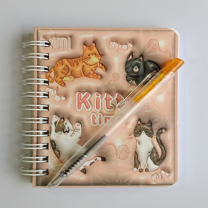 MINI LIBRETA CON DISEÑO DE GATO ESPIRAL Y LAPIZ 11 X 8 CM - 2