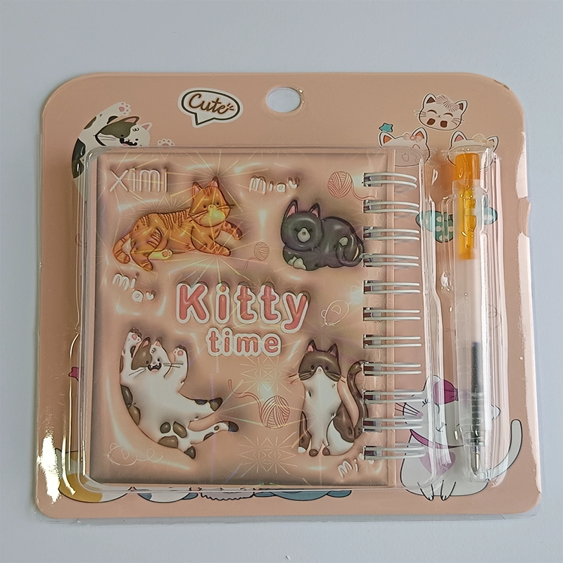 MINI LIBRETA CON DISEÑO DE GATO ESPIRAL Y LAPIZ 11 X 8 CM - 4