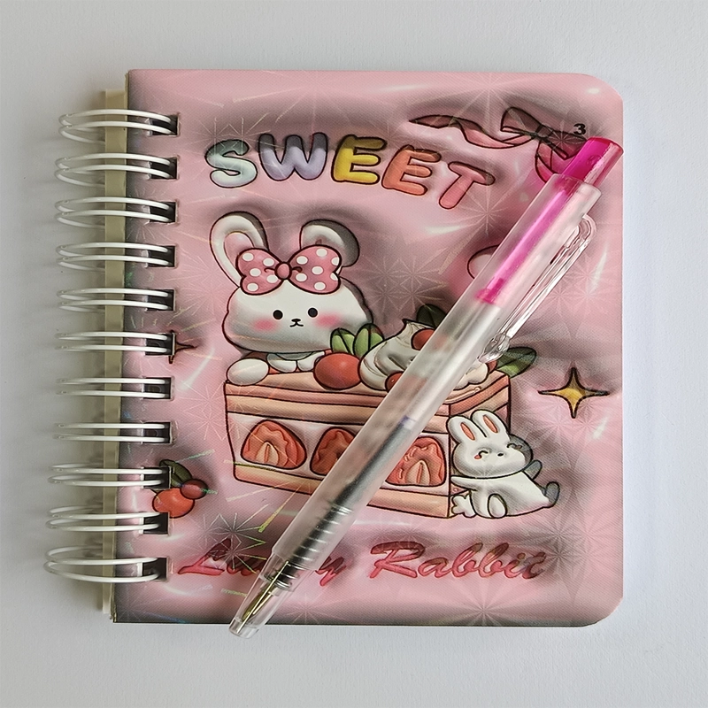 MINI LIBRETA 3D DISEÑO DE CONEJO ESPIRAL Y LAPIZ 11 X 8 CM - 2