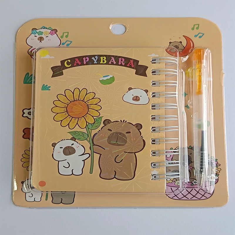 MINI LIBRETA CON DISEÑO DE CAPIBARA ESPIRAL Y LAPIZ 11 X 8 CM - 4
