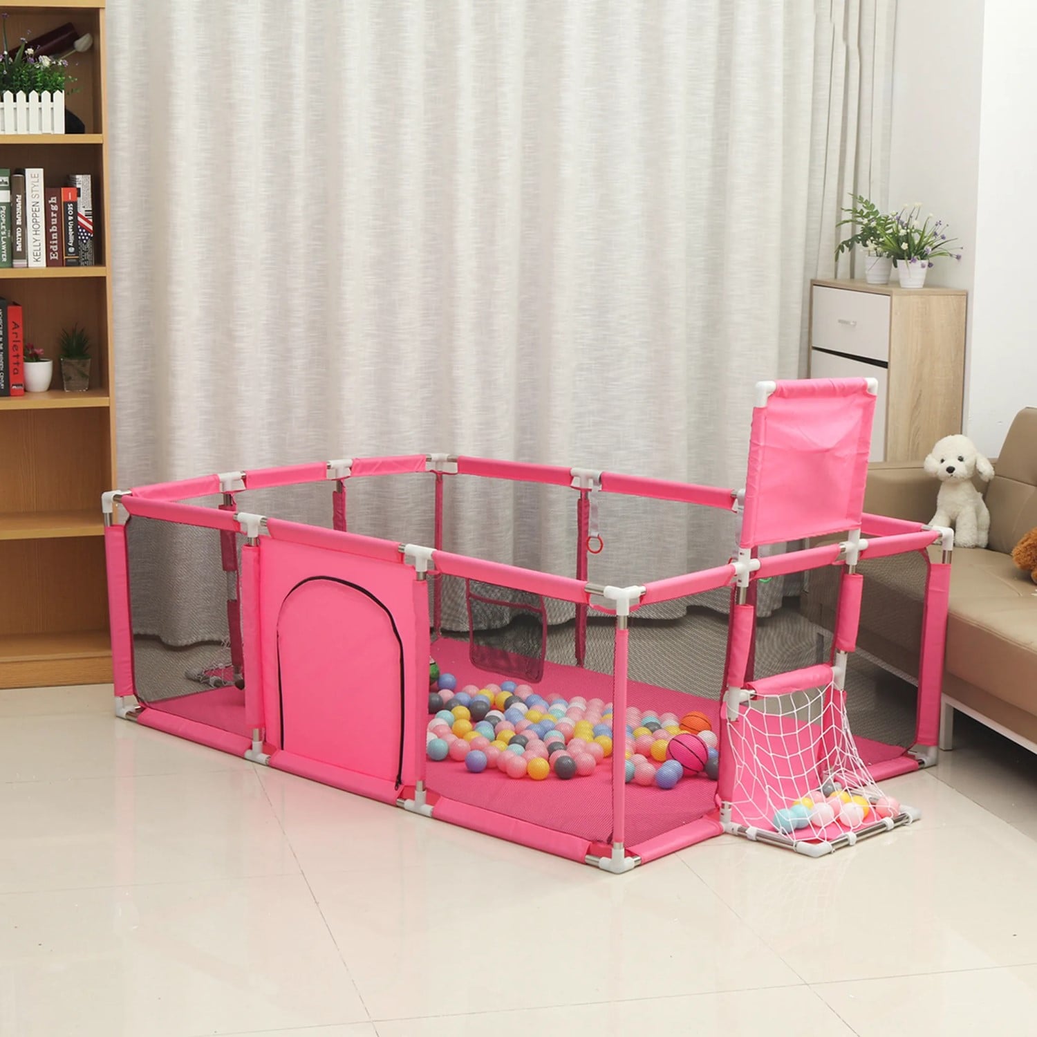 CORRAL MUNDO ONLINE SEGURIDAD BEBÉS ARO BASKET 180 CM ROSADO - 4