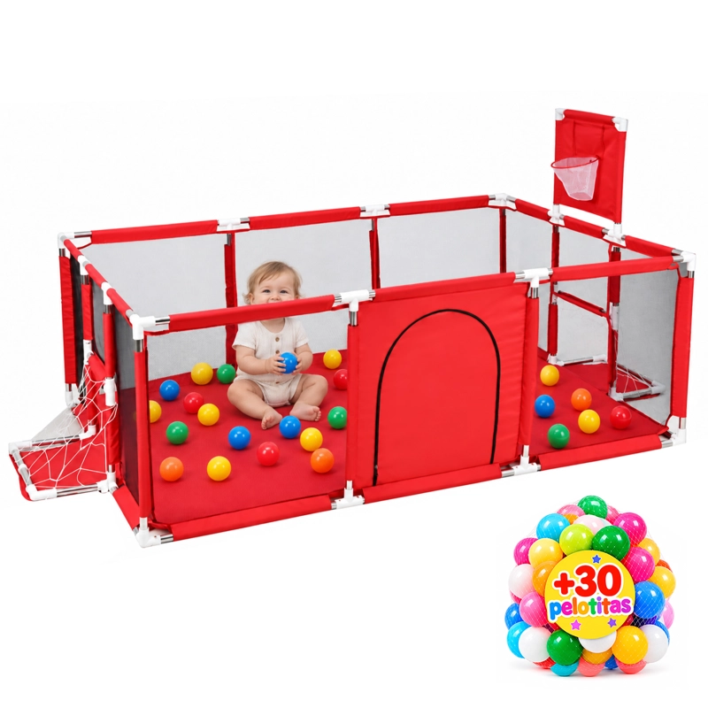 CORRAL MUNDO ONLINE SEGURIDAD BEBÉS ARO BASKET 180 CM ROJO - 1
