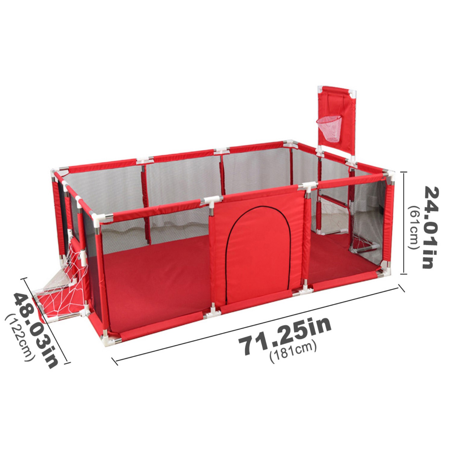 CORRAL MUNDO ONLINE SEGURIDAD BEBÉS ARO BASKET 180 CM ROJO - 3