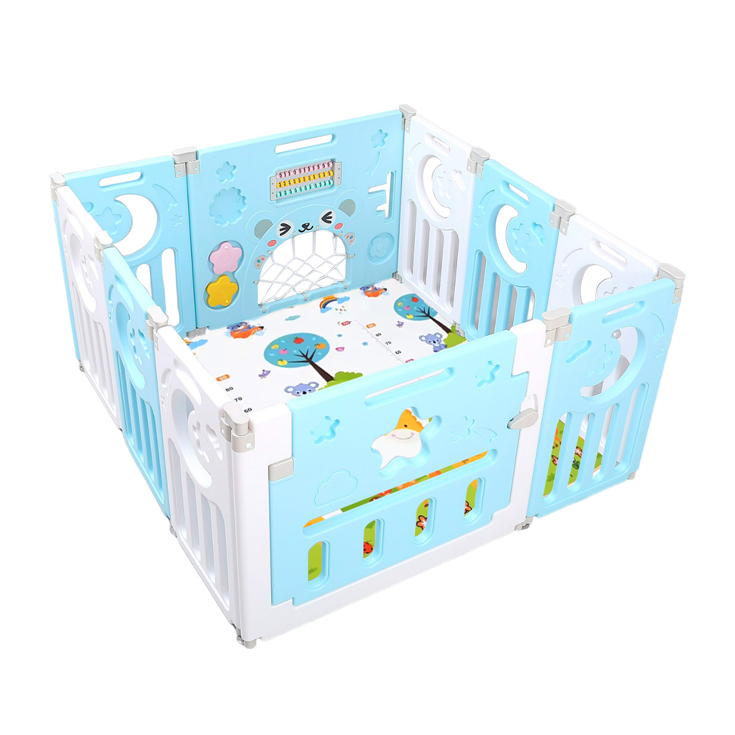 CORRAL MUNDO ONLINE BEBÉ MULTIFORMAS 8+2 PLEGABLE CELESTE - 1