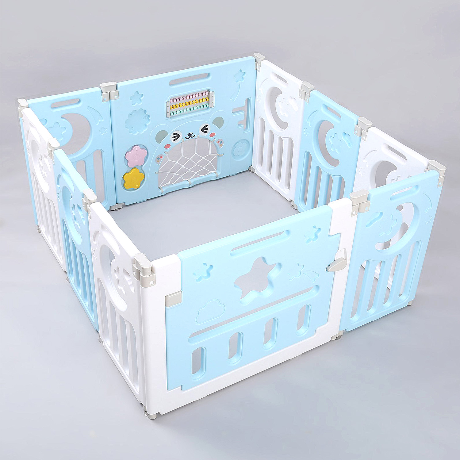 CORRAL MUNDO ONLINE BEBÉ MULTIFORMAS 8+2 PLEGABLE CELESTE - 2