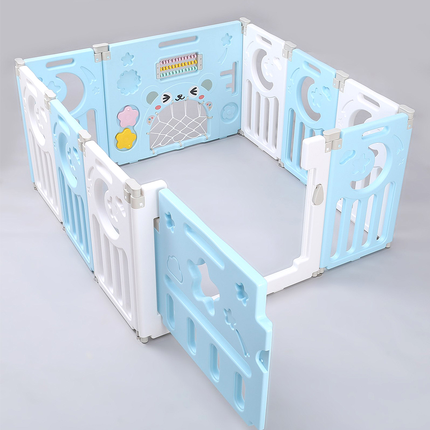 CORRAL MUNDO ONLINE BEBÉ MULTIFORMAS 8+2 PLEGABLE CELESTE - 3