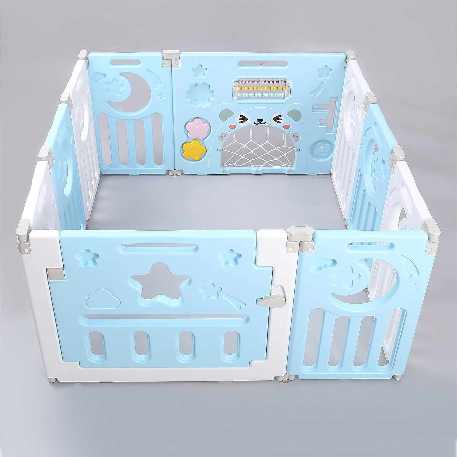 CORRAL MUNDO ONLINE BEBÉ MULTIFORMAS 8+2 PLEGABLE CELESTE - 4