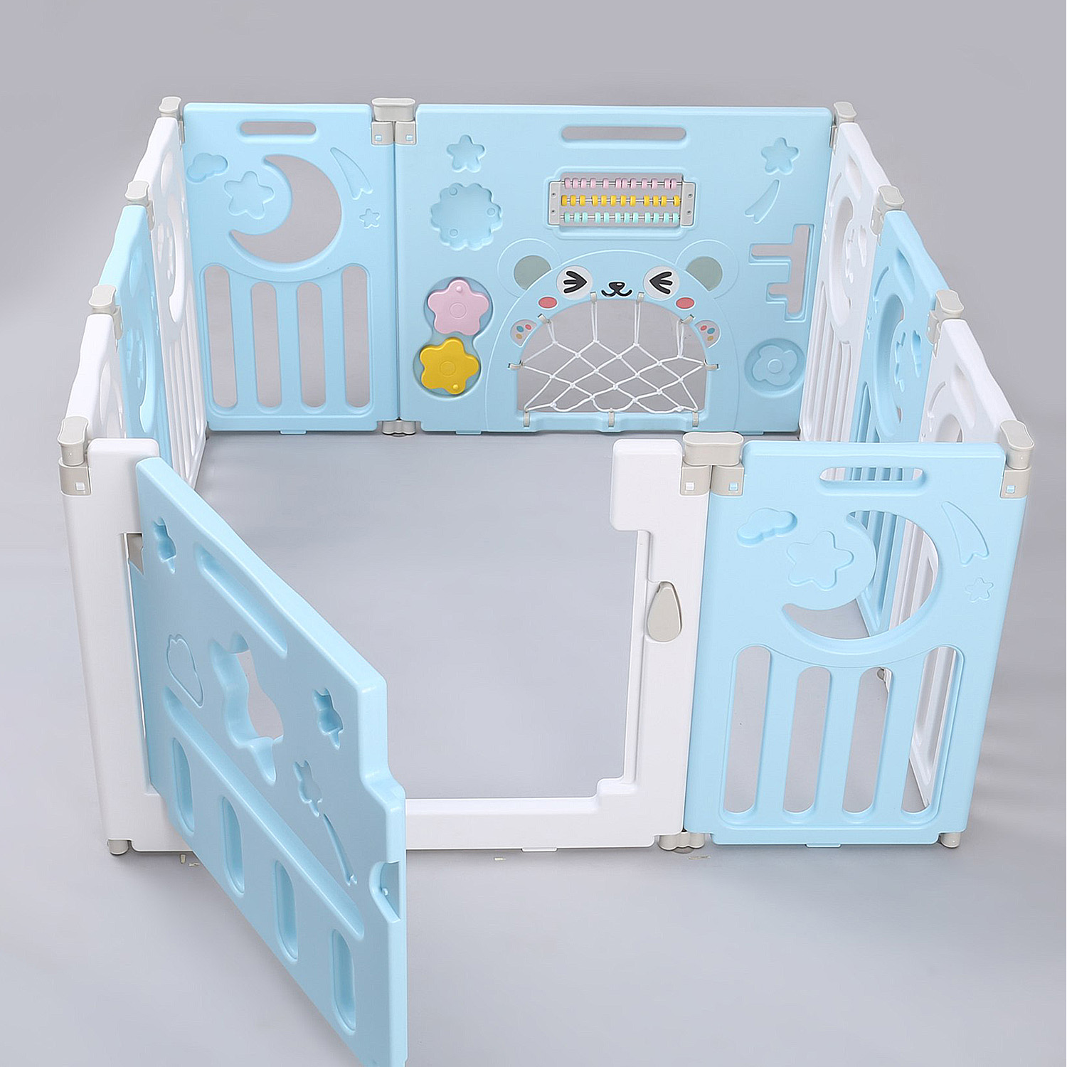 CORRAL MUNDO ONLINE BEBÉ MULTIFORMAS 8+2 PLEGABLE CELESTE - 5