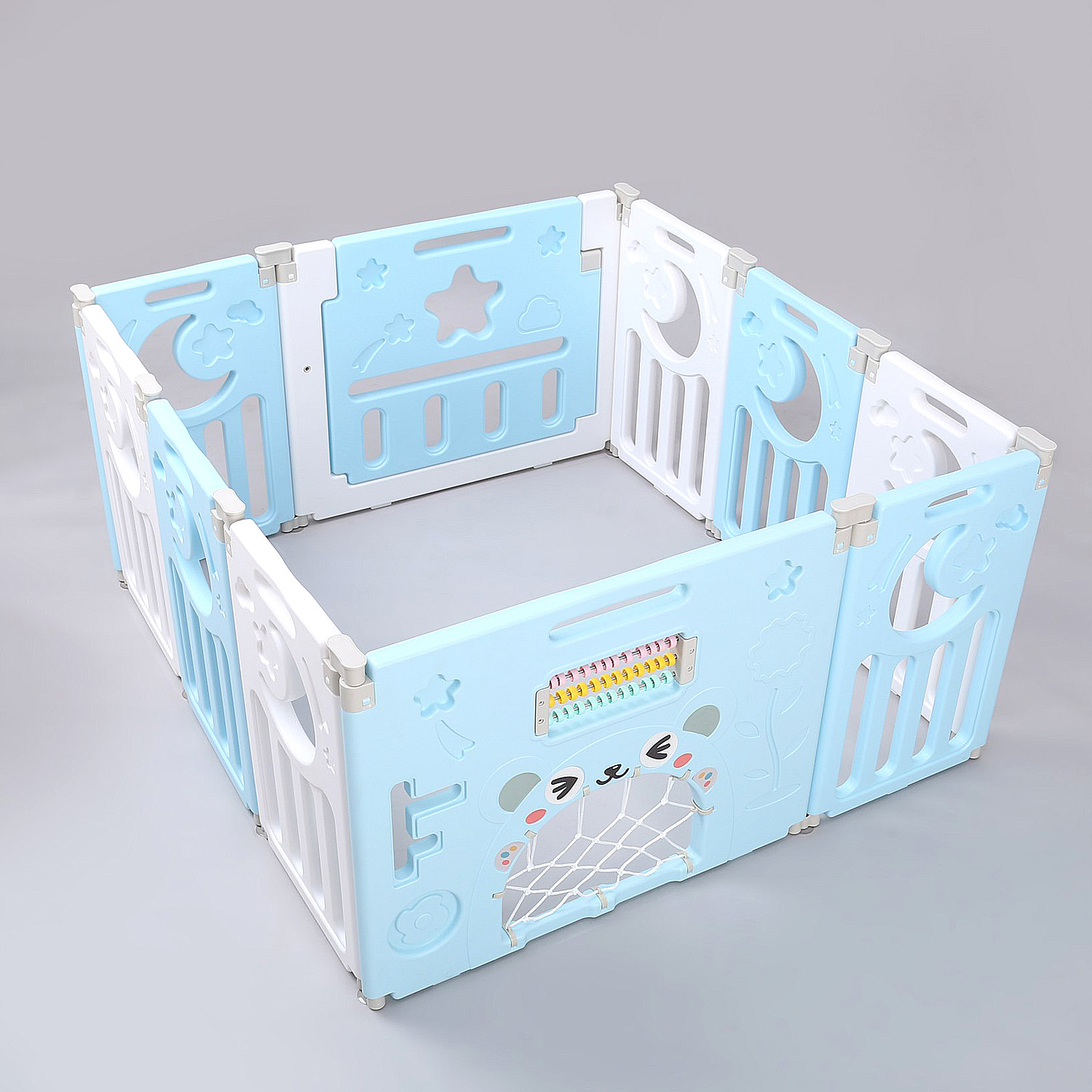 CORRAL MUNDO ONLINE BEBÉ MULTIFORMAS 8+2 PLEGABLE CELESTE - 6