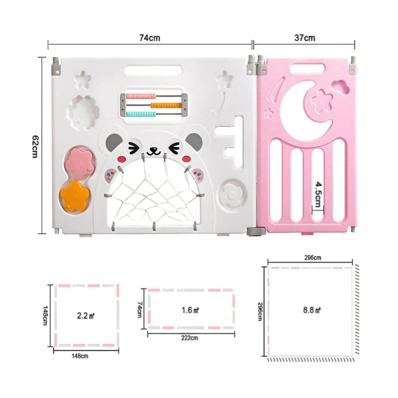 CORRAL MUNDO ONLINE BEBÉ MULTIFORMAS 8+2 PLEGABLE ROSADO - 2