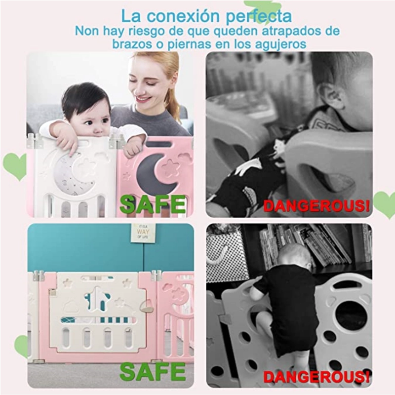 CORRAL MUNDO ONLINE BEBÉ MULTIFORMAS 8+2 PLEGABLE ROSADO - 7