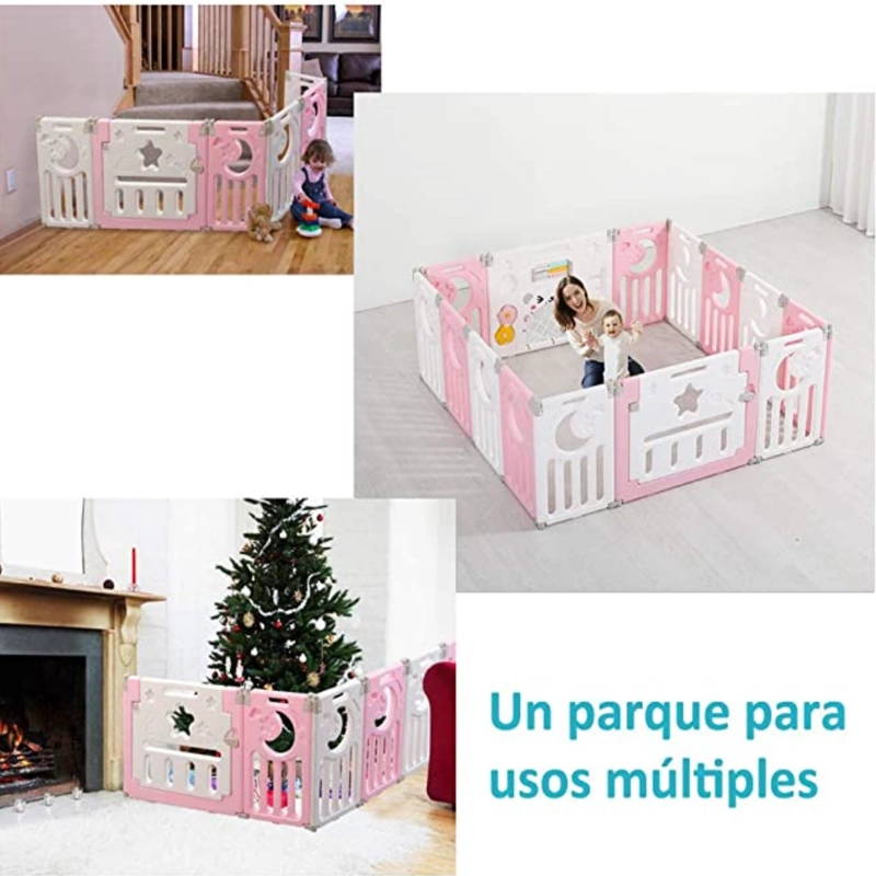 CORRAL MUNDO ONLINE BEBÉ MULTIFORMAS 8+2 PLEGABLE ROSADO - 8