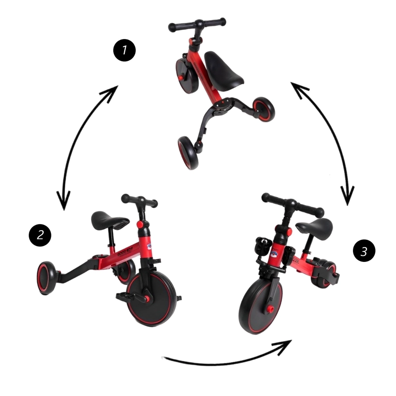 TRICICLO CORREPASILLOS MUNDO ONLINE ROJO MULTIPOSICIONES 3 EN 1 - 7