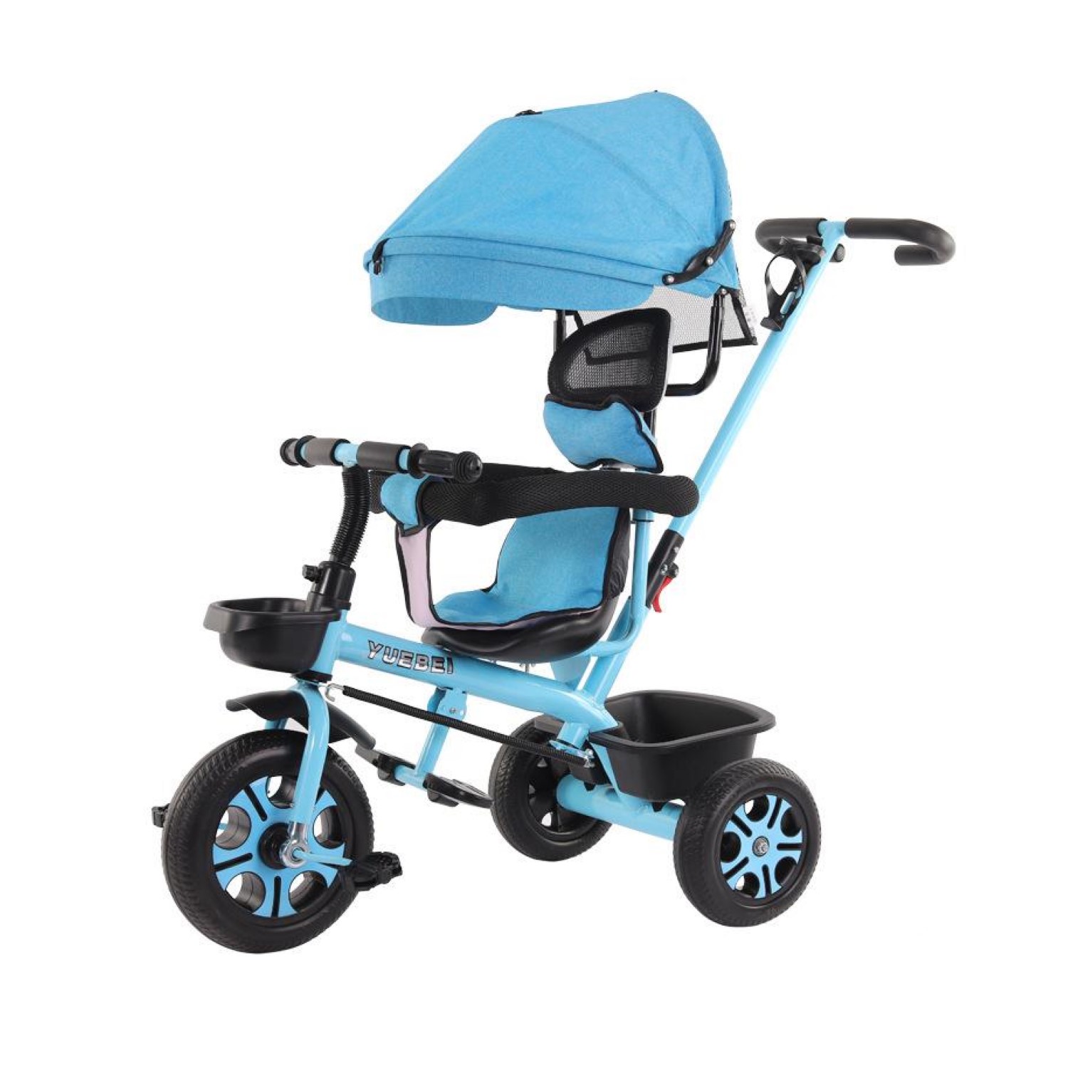 COCHE TRICICLO INFANTIL 3 EN 1 CELESTE - 1