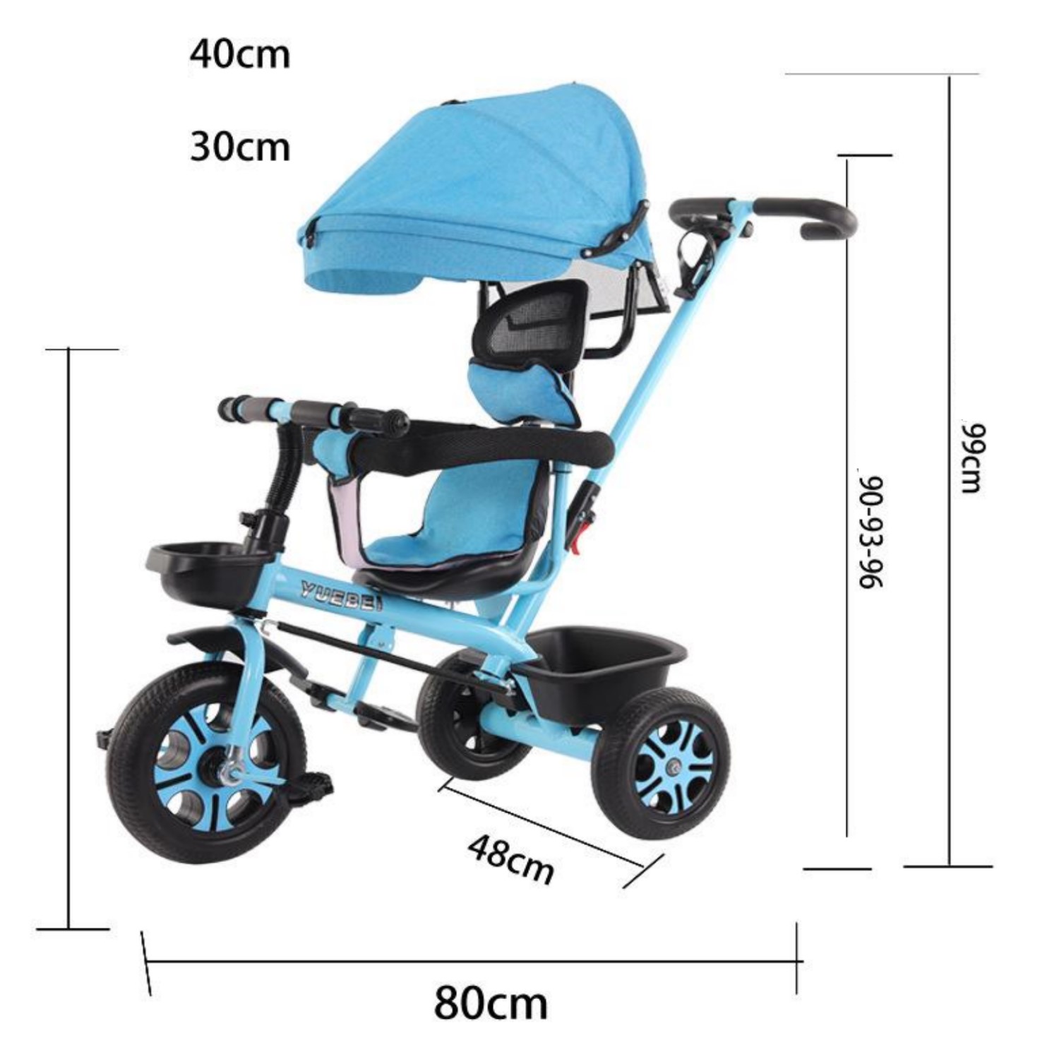 COCHE TRICICLO INFANTIL 3 EN 1 CELESTE - 4