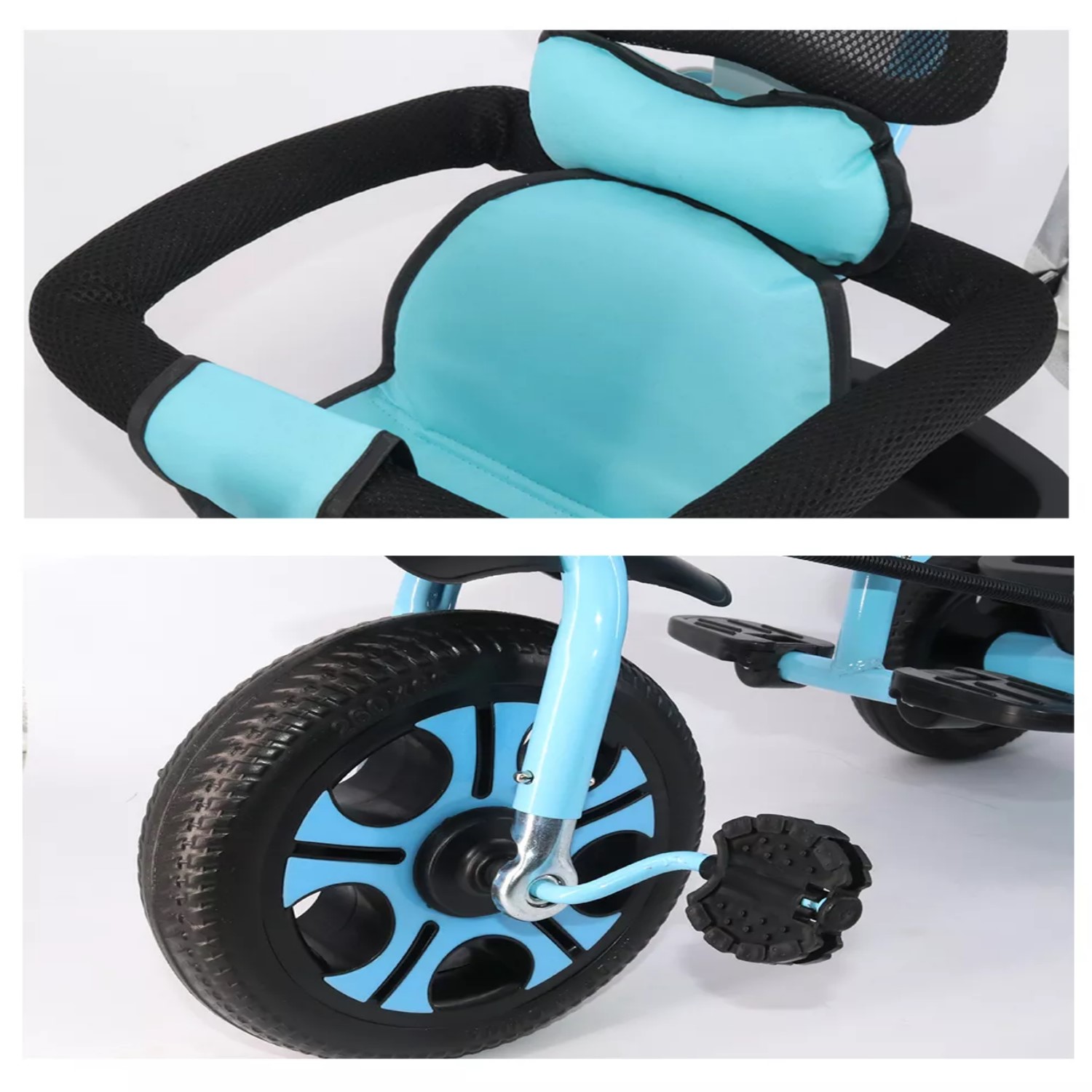 COCHE TRICICLO INFANTIL 3 EN 1 CELESTE - 9