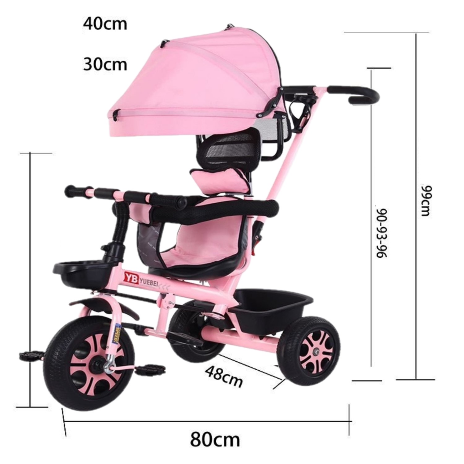 COCHE TRICICLO INFANTIL 3 EN 1 ROSADO - 4