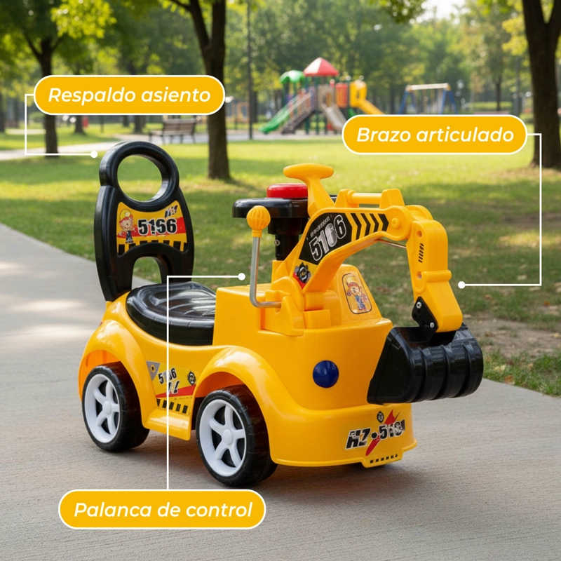 CORREPASILLOS ANDADOR EXCAVADORA LUCES Y SONIDOS AMARILLO - 6