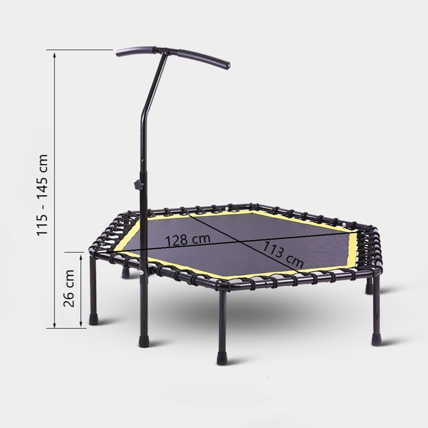 TRAMPOLIN SPORTIME FITNESS SALTARINA HEXAGONAL CON MANGO 115CM AMARILLO - 4
