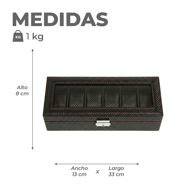CAJA ESTUCHE ORGANIZADOR MUNDO ONLINE PARA 6 RELOJES BORDADO ELEGANTE - 3
