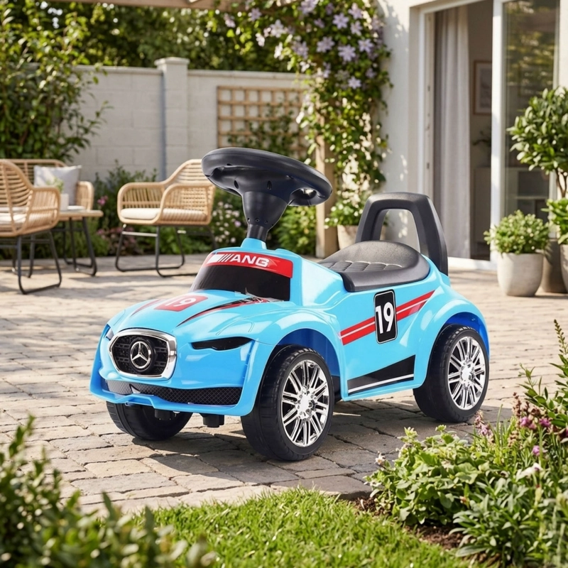AUTO CORREPASILLOS ANDADOR 2 EN 1 CON MANGO CELESTE - 2