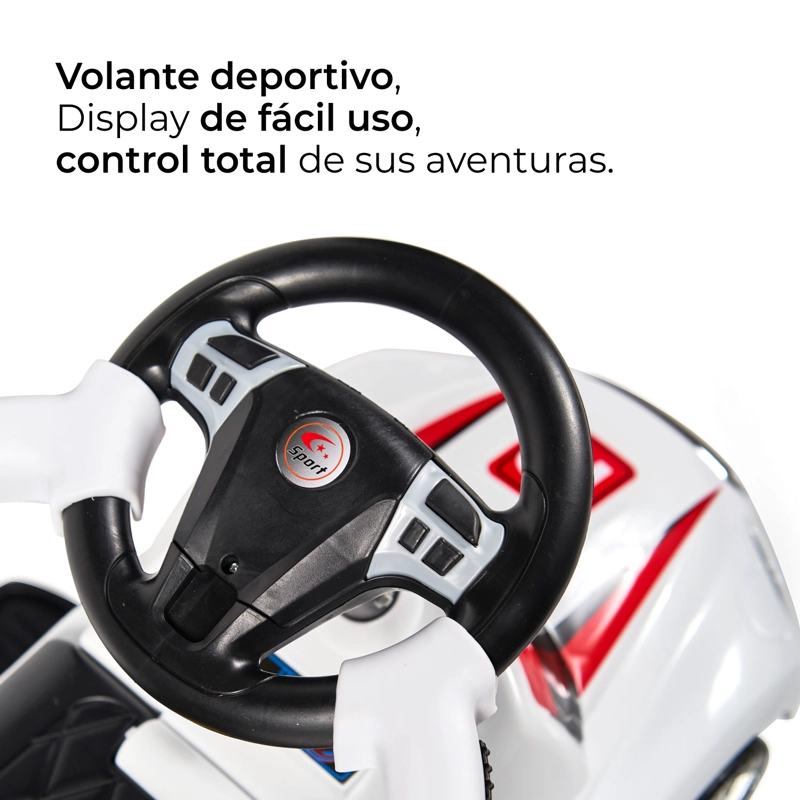 AUTO CORREPASILLOS ANDADOR 2 EN 1 CON MANGO EN COLOR BLANCO - 5