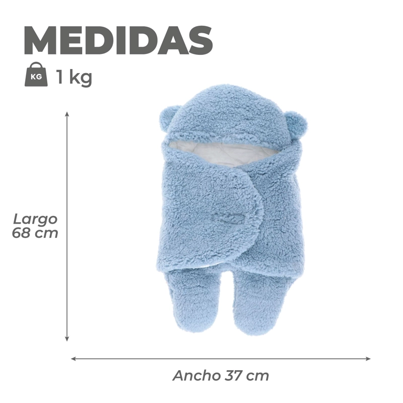 MANTA MUNDO ONLINE OSITO CELESTE BEBE PREMIUM RECIEN NACIDO ENTERITO SUAVE - 2