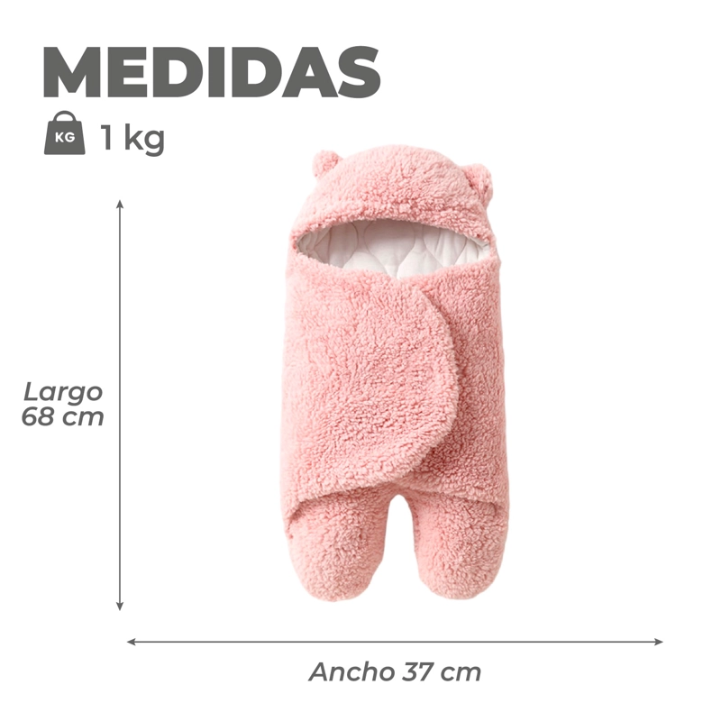 MANTA MUNDO ONLINE OSITO ROSADO BEBE PREMIUM RECIEN NACIDO ENTERITO SUAVE - 3