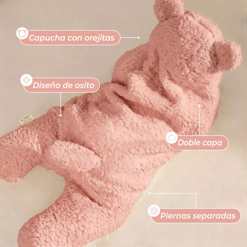 MANTA MUNDO ONLINE OSITO ROSADO BEBE PREMIUM RECIEN NACIDO ENTERITO SUAVE - 6